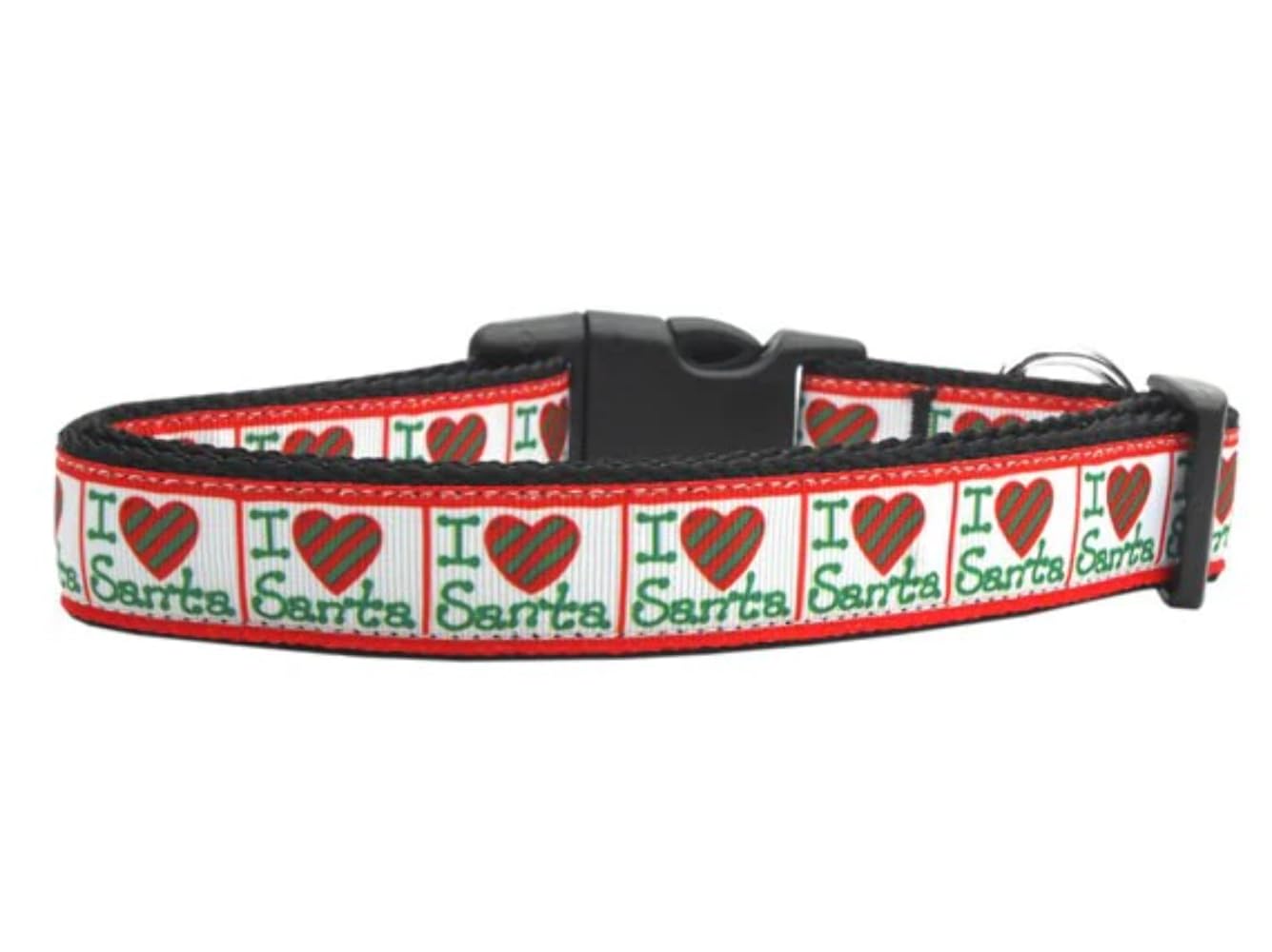 Christmas Pet Dog & Cat Nylon Collar or Leash, "I Heart Santa" 5/8" w x 4 ft. leash