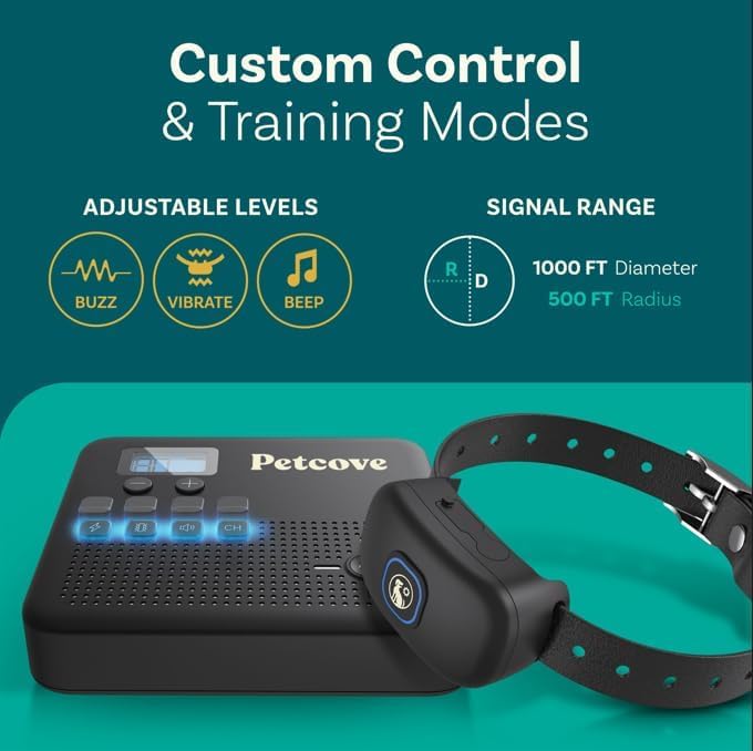 Petcove Wireless Dog Fence & Remote Training Collar, 2.4Ghz Non-Gps Fence For Dogs Wireless, 2 In 1 Wireless Dog Fence System, B