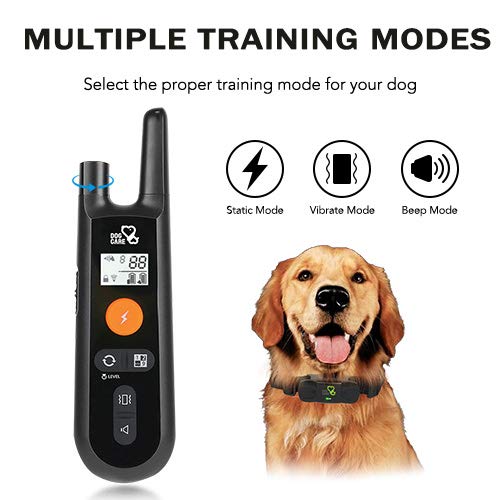 Dog Training Collar - Rechargeable Dog Shock Collar with Beep, Vibration and Shock Training Modes, Rainproof, Long Remote Range,