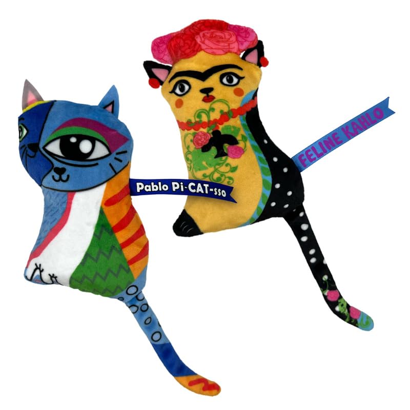KONG Artz Cats Crackling Cat Toys with Catnip, Ribbon & Tail - Multicolored, Model CA111