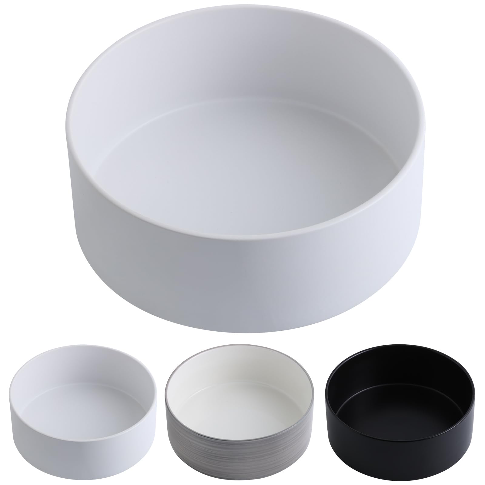 Addogyy White Dog Bowl Ceramic for Medium Large Breed,Dog Food Water Dish Heavy Weighted, Non Slip Porcelain Extra Large Big 9.4
