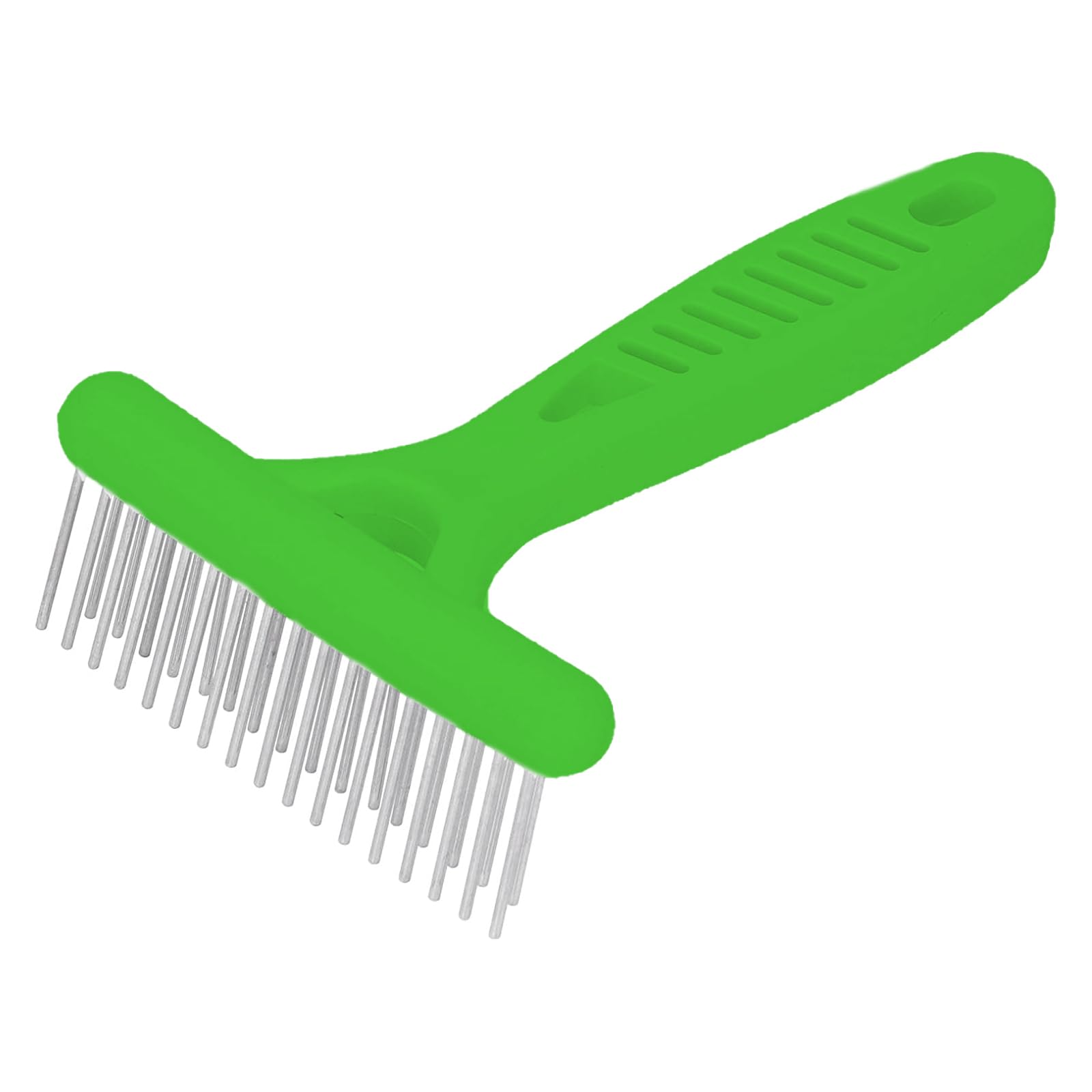 Emily Pets Rake Dog Grooming Brush Dematting Self Cleaning Slicker Brush Puppy Brush Double Row Teeth Pin Metal Comb DeShedding