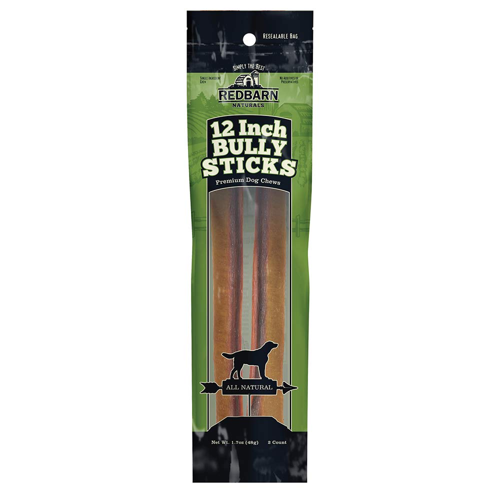 Redbarn All-Natural 12 Large Bully Sticks for Dogs - Premium Grain-Free & Rawhide-Free Single Ingredient Long Lasting Low Odor D