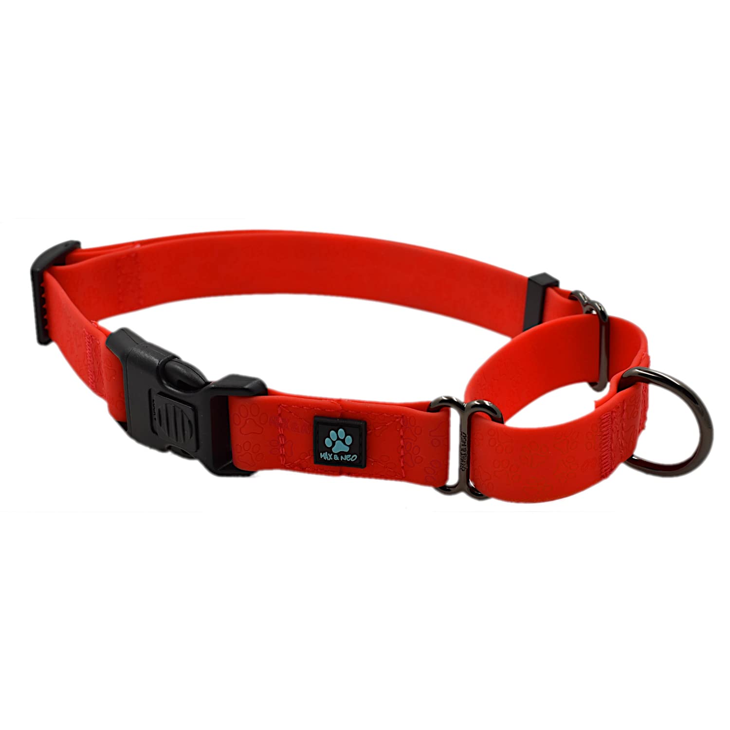 Max And Neo Waterproof Martingale Dog Collar - We Donate A Collar To A Dog Rescue For Every Collar Sold (Large, Red)
