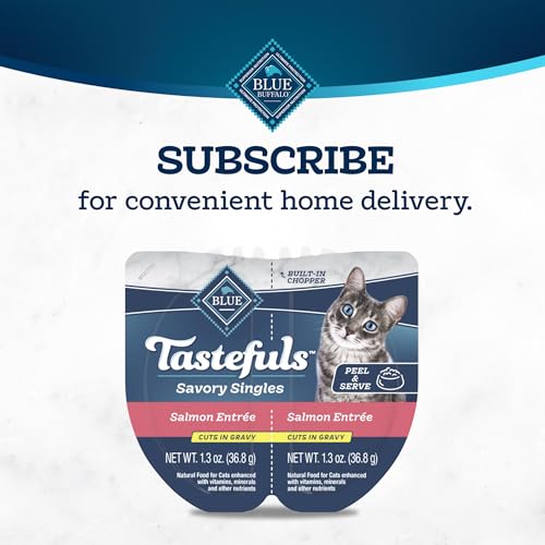 Blue Buffalo Tastefuls Savory Singles Natural Wet Cat Food in Gravy, 2.6-oz. Twin-Pack Tray, Salmon Entre   (24 Count)
