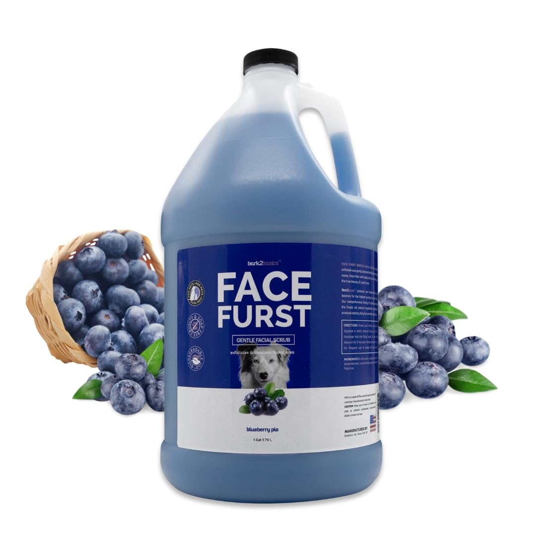 Bark 2 Basics Face Furst Scrub Dog Shampoo | 1 Gallon, Exfoliates And Gently Cleans Facial Area, Helps Remove Tear Stains, Washes Away Impurities And Dead Skin Cells, Soap And Cruelty Free