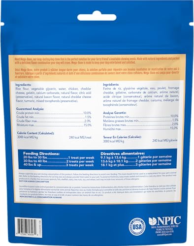 N-Bone Mega-Bone Dog Chews, Long-Lasting Mac n' Cheese Flavor, 16.8oz (6 Count)
