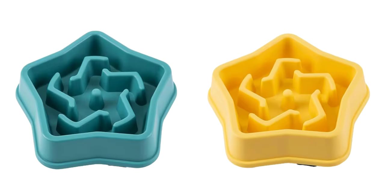 Urban Pet Gallery Pet Feeding Bowls For Dogs And Cats, Durable NonSlip Feeding Bowl, Star Design (Green) And Pet Feeding Bowls 