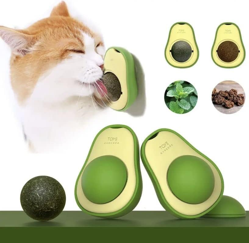 Dog Trust Catnip Wall Toy, Rotatable Catnip Lick Able Balls, Safe Healthy Kitten Chew Toys, Teeth Cleaning Cat Bite Toy, Cat Wal