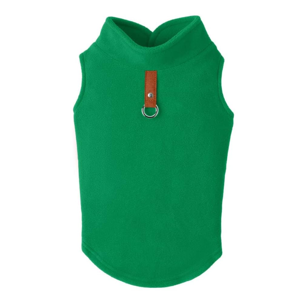 Gooby - Fleece Vest, Small Dog Pullover Fleece Jacket with Leash Ring, Green, X-Large