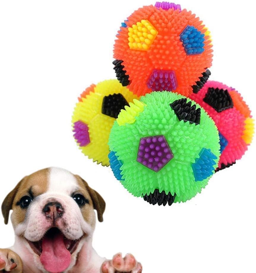 Rvpaws Light Up Dog Balls, Football Shape Natural Rubber Puppy Chew Squeaky Sound Flashing Design Toys For Dogs (Pack Of 1)