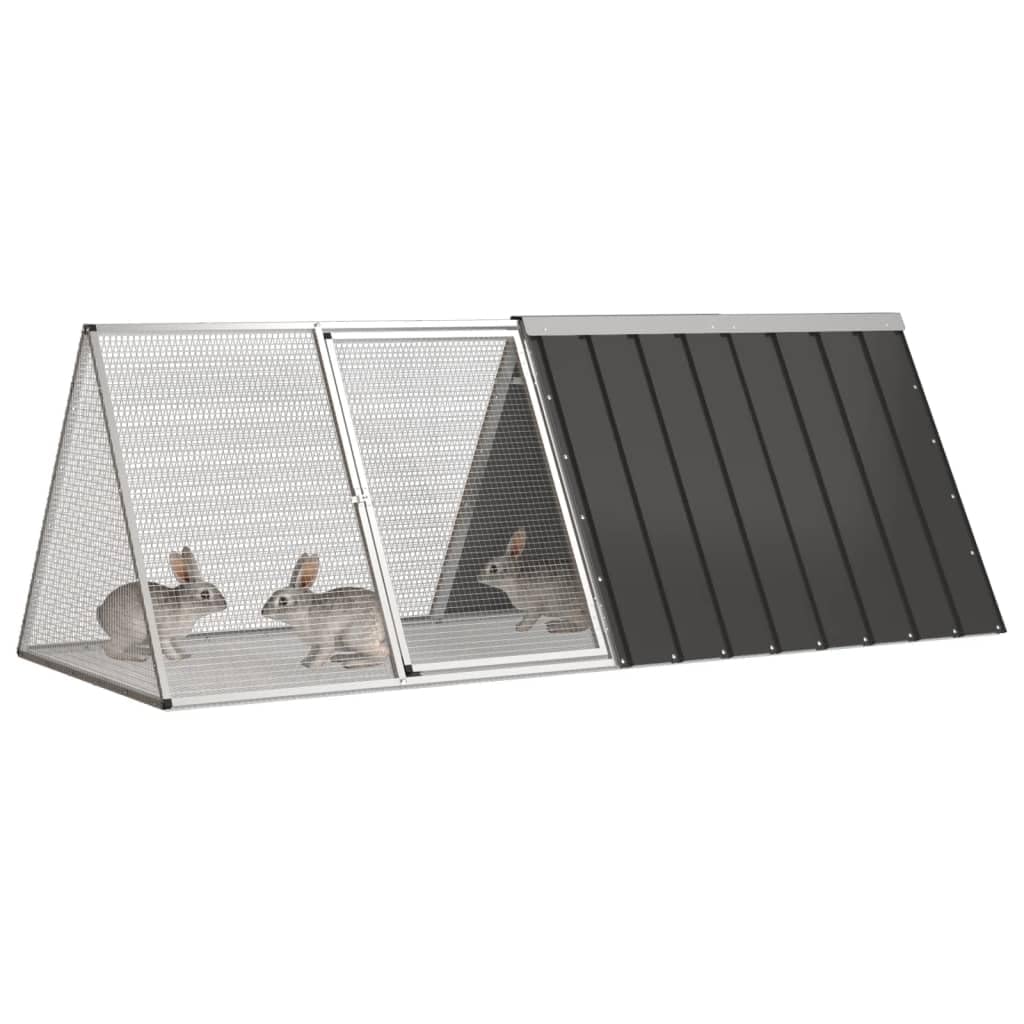 vidaXL Rabbit Cage - Galvanized Steel Rabbit Hutch with Lockable Latch System and Ventilated Mesh Design, Anthracite - 79.3"x31.7"x28"