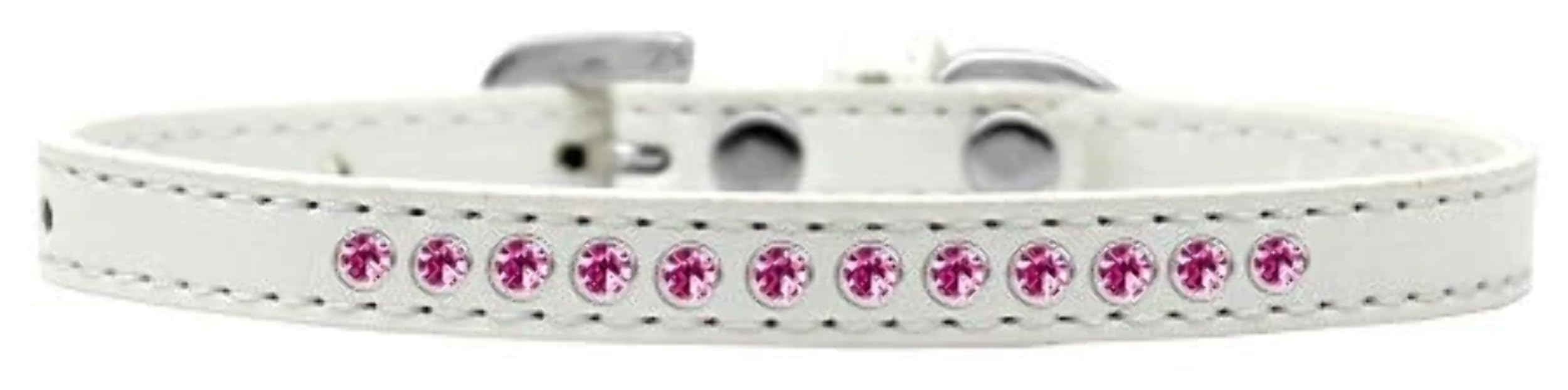 Dog, Puppy & Pet Fashion Collar, "Bright Pink Crystal Rimsets" White 16