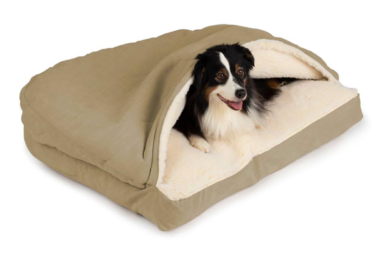 Snoozer Pet Products Rectangle Cozy Cave Dog Bed, Medium, Khaki