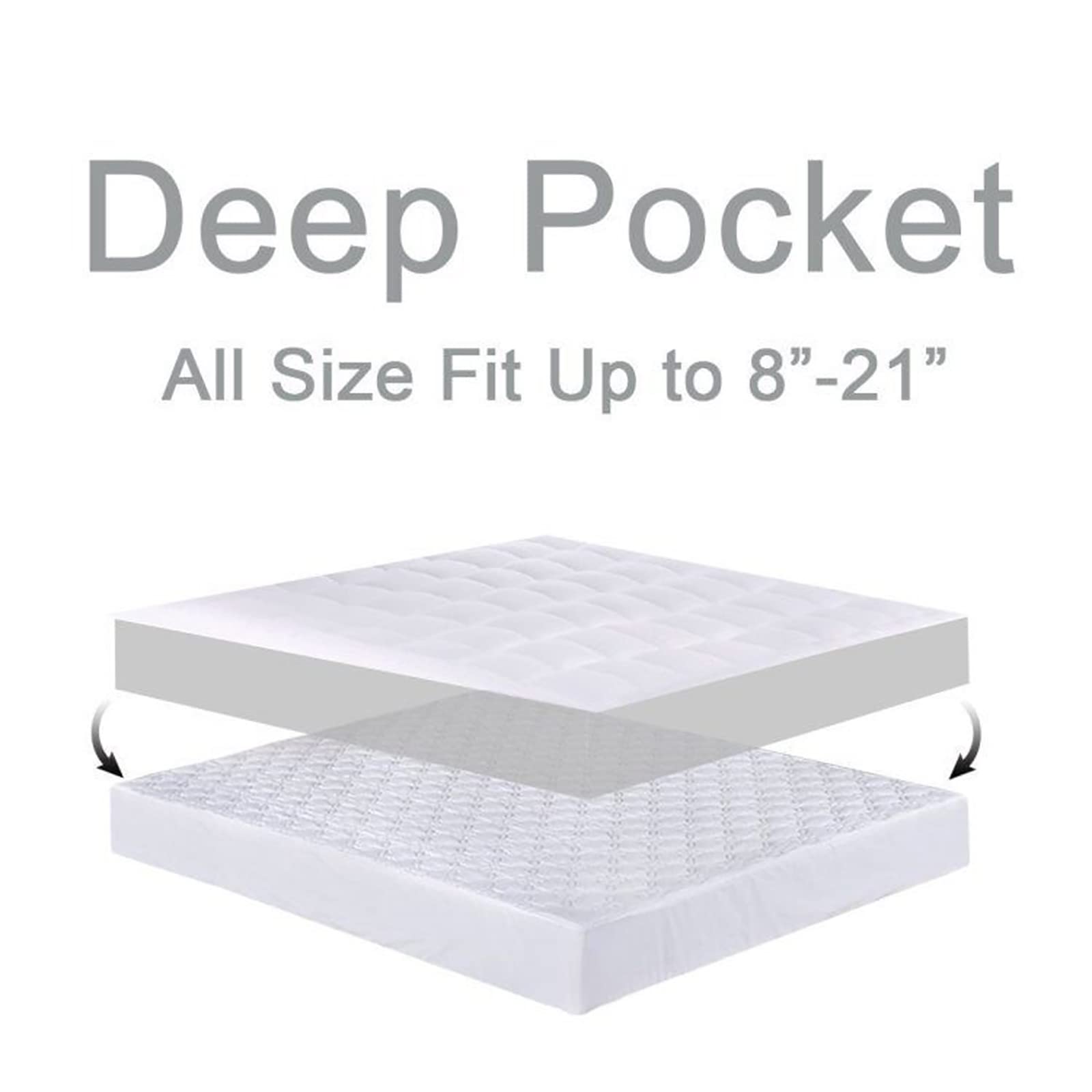 Cooling Mattress Topper Queen For Back Pain, Extra Thick Mattress Pad Cover, Plush Pillow Top Overfilled With Down Alternative,