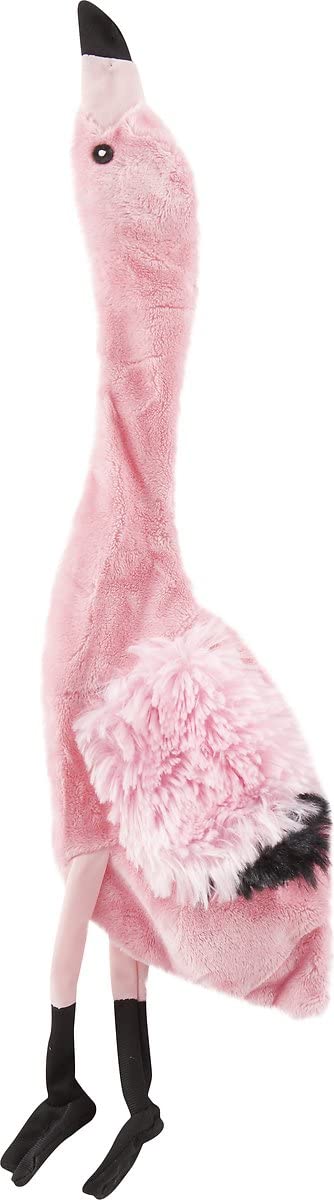 SPOT Skinneeez Flamingo 19 Inch Stuffing-Free Plush Dog Toy with Dual Squeakers - Long Interactive Chew Toy for Medium and Large