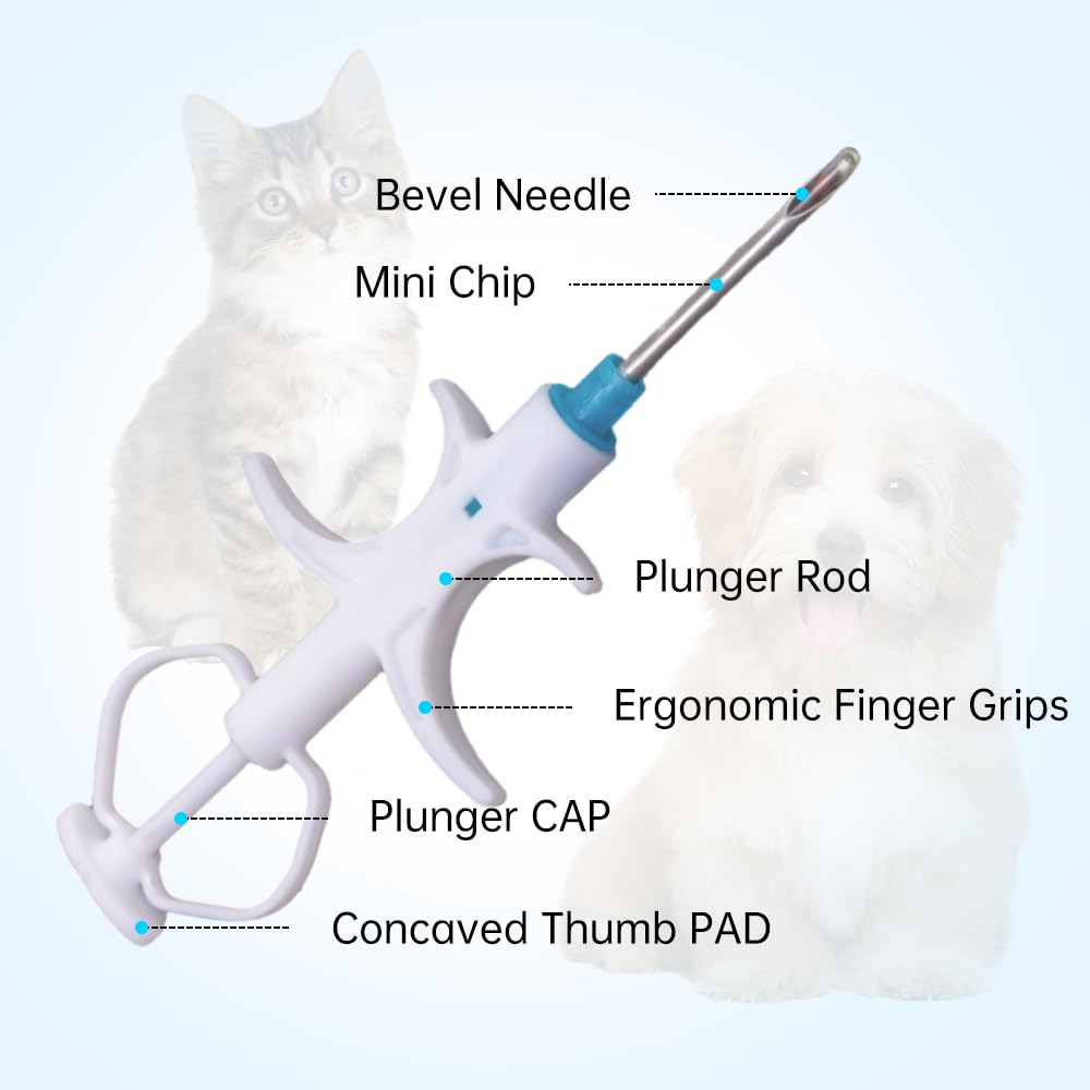 Taeing Pet Microchips, 134.2Khz Pet Cats Dogs Microchips Implant Kit For Veterinary Management (1, 1.4X8Mm)