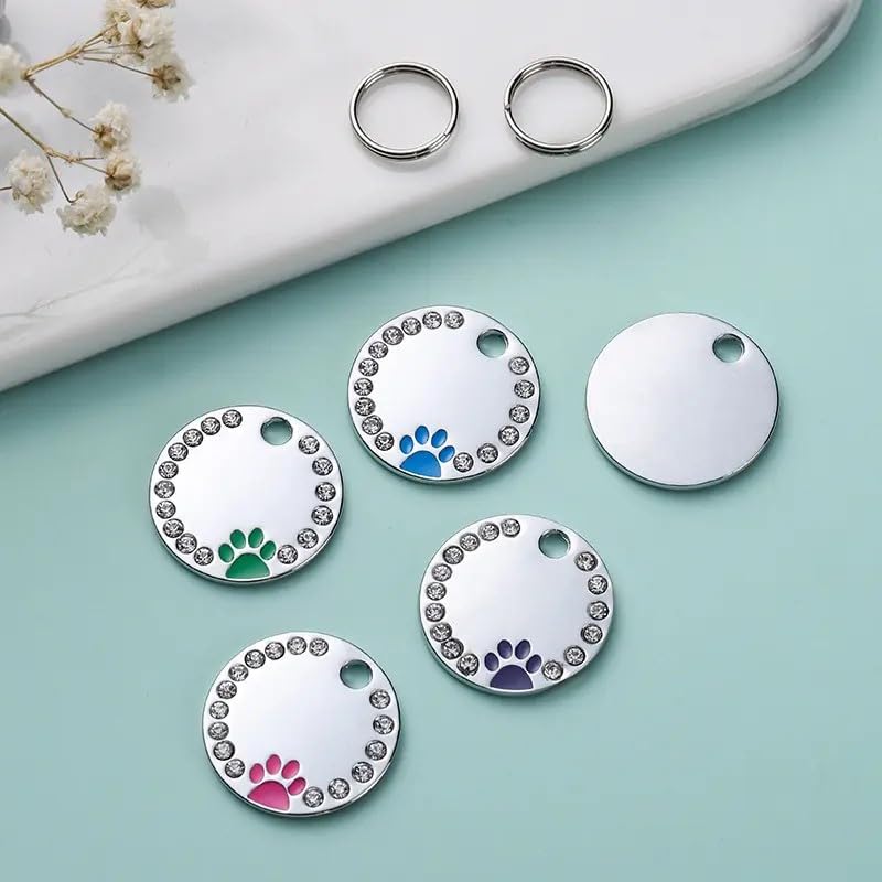 Personalized Dog/Cat Cute Paw Pet Id Tag With Unique Laser Engraving Name And Phone Number For Pet Collar Or Key Chain (White)