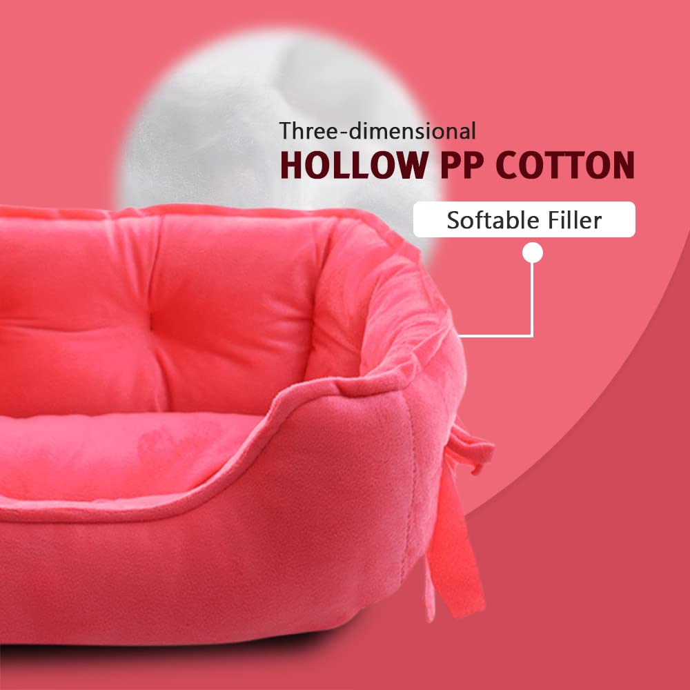 Pawstrip Cute Princess Dog Bed Pink Puppy Bed For Small Dogs Breathable Cat Couch Bowknot Pet Cushion Comfortable Kitten Nest Gi