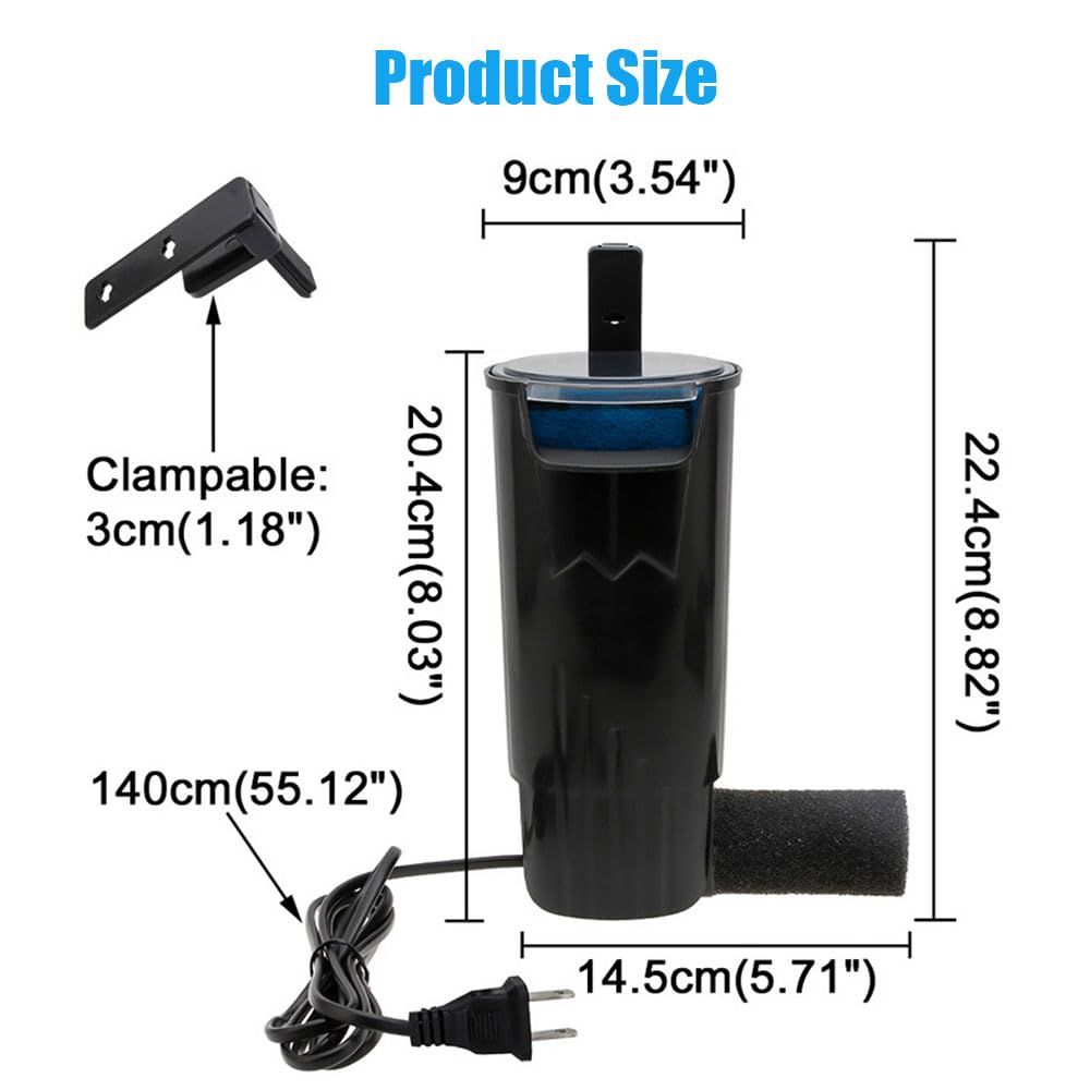 Kingyeenuo Aquarium Internal Filter, Aquarium Filter Fish Tank Filter For Turtle Tanks, Low Level Waterfall Turtle Filter, For 5