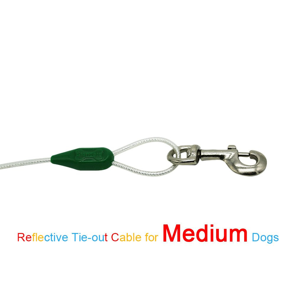 Petest 16 Inch Spiral Stake With 15Ft Reflective Tie-Out Cable For Medium Dogs Up To 60 Pounds