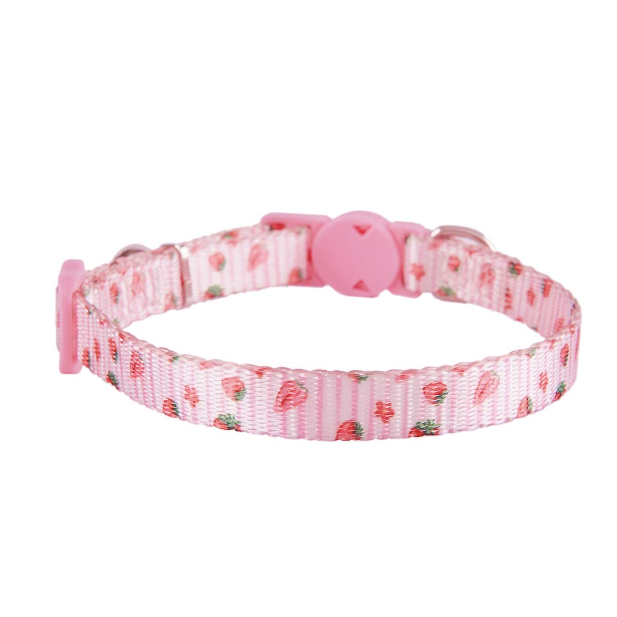 Yudote Breakaway Cat Collar With Bell, 2 Pack Of Adjustable Floral Cat Collars Cute Safety Purple Pink Kitty Strawberry Collar