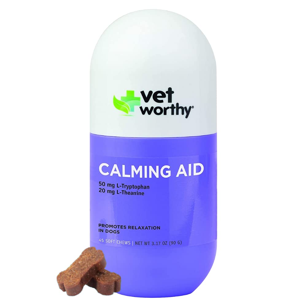 Vet Worthy Calming Aid Dog Soft Chew - Flavored Chewable Treats for Dogs to Manage Normal Stress - Dog Calming Chews for Storm A