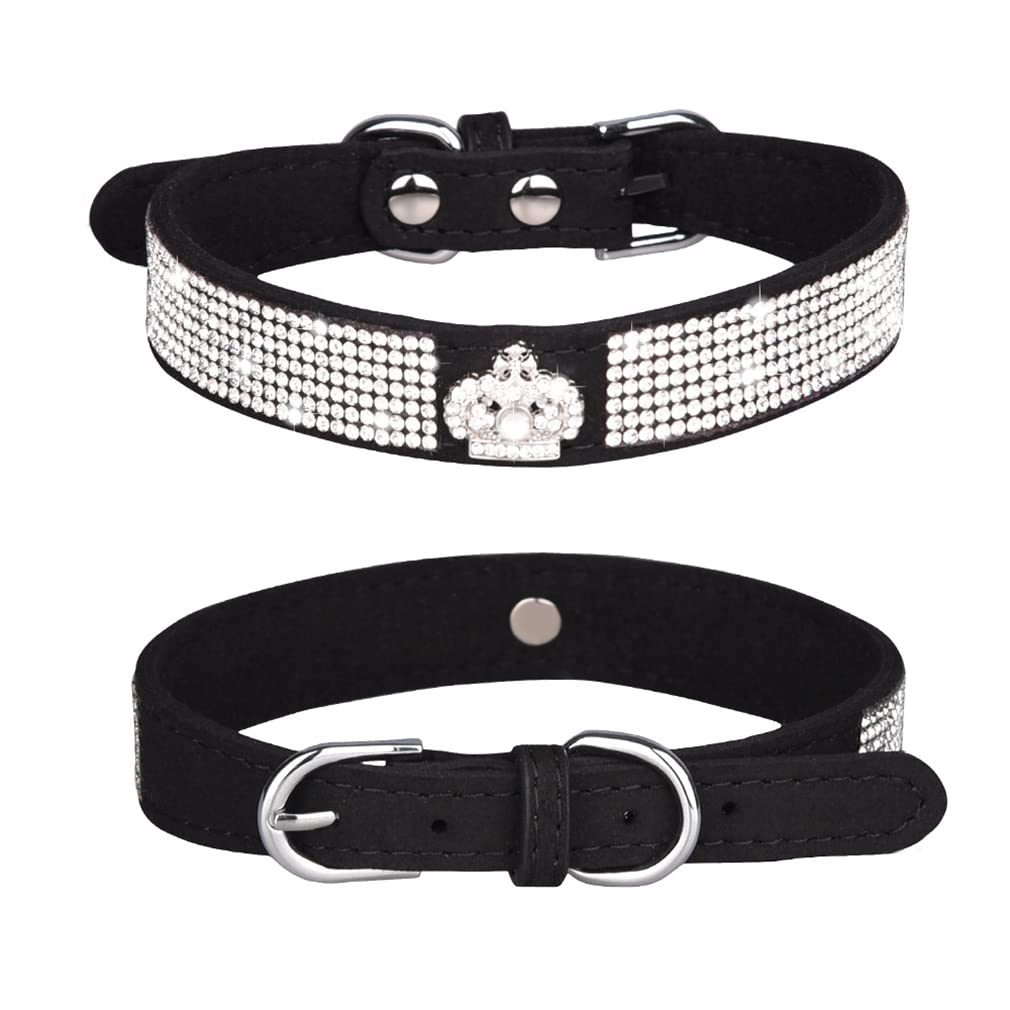Black Xxs Dog Collar,Diamond Puppy Collars Girl, Rhinestone Dog Collar,Bling Cat Collar Pretty Jewel Glitter Sparkly Pet Collars For Xxs Xs Small Medium Dogs Kitten Female, Xxsmall