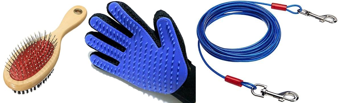 Penta Paws Comb Pack 2 In 1 Pet Grooming Accessories, Massaging And Deshedding For Dogs & Cats And Heavy Duty Vinly Coated TieO