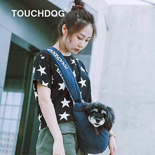Touchdog Toga-Bark Over-The-Shoulder Pet Carrier, Blue, 19.9"L x 11.0"W x 6.1"H, Model B89BLMD, Hands