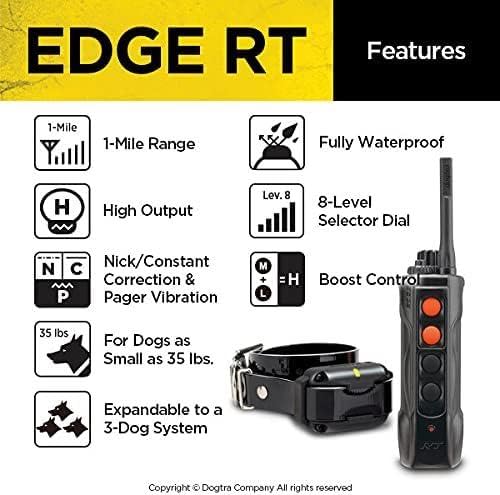Dogtra Edge Rt Long Range High-Output 1-Mile Waterproof 3-Dog Expandable Remote Dog Training E-Collar With Combination Boost Con