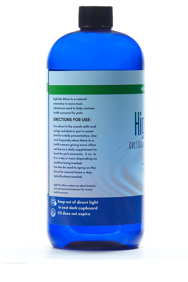HighVibe Silver-Colloidal Silver for Pets 32 oz-Colloidal Silver Dogs, Colloidal Silver Cats