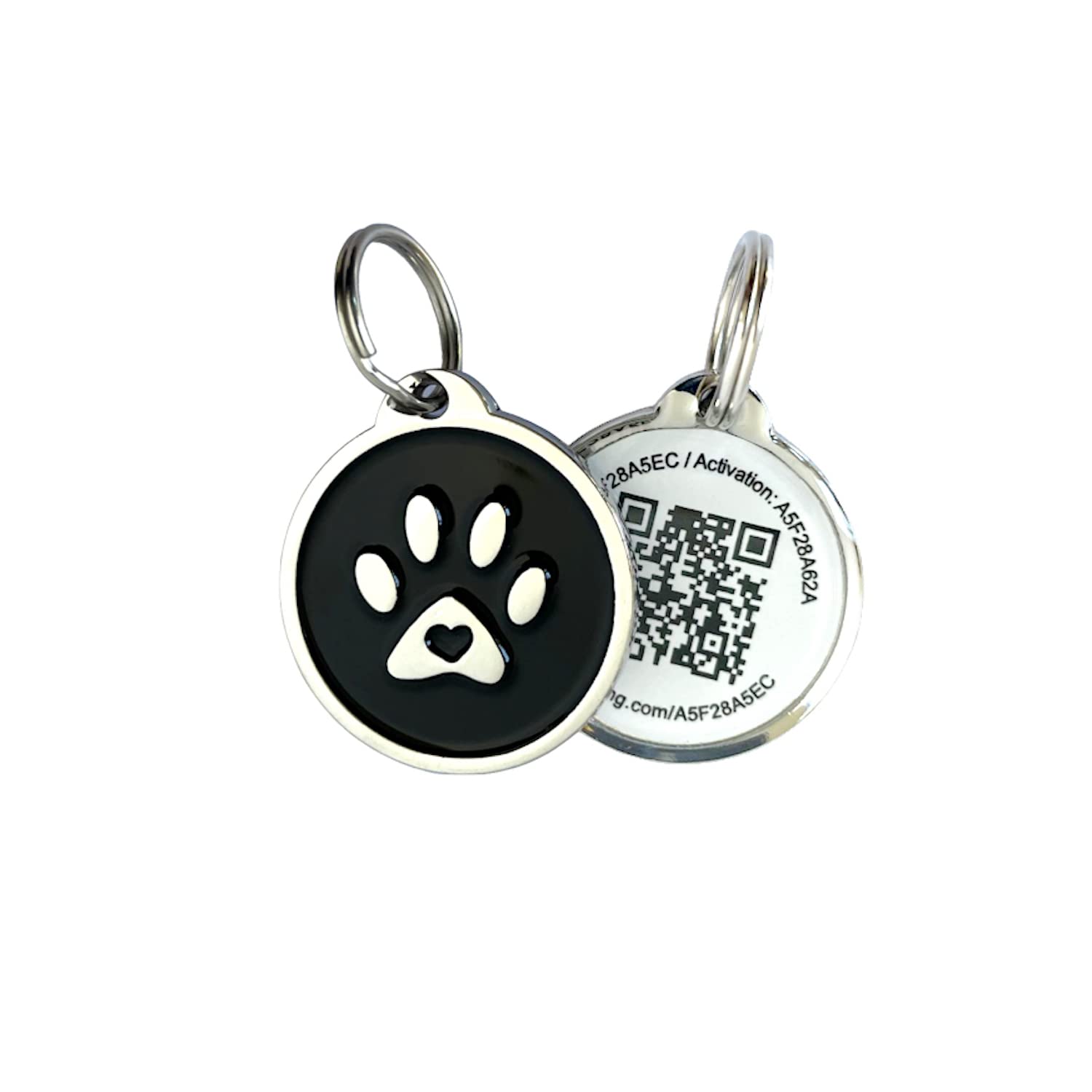 Pet Dwelling 2D Qr Code Pet Id Tag - Dog Tags - Cat Tags - Online Pet Profile - Scan Tag Location - Instant Email Notification(Black Paw)
