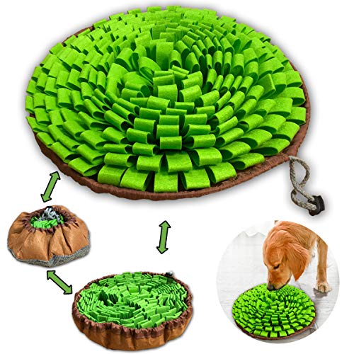 NEECONG Pet Snuffle Mat - Interactive Feed Puzzle for Dogs & Cats, 18.8"x18.8", Green, Travel Portable, Stress Relief, Model 050132788062