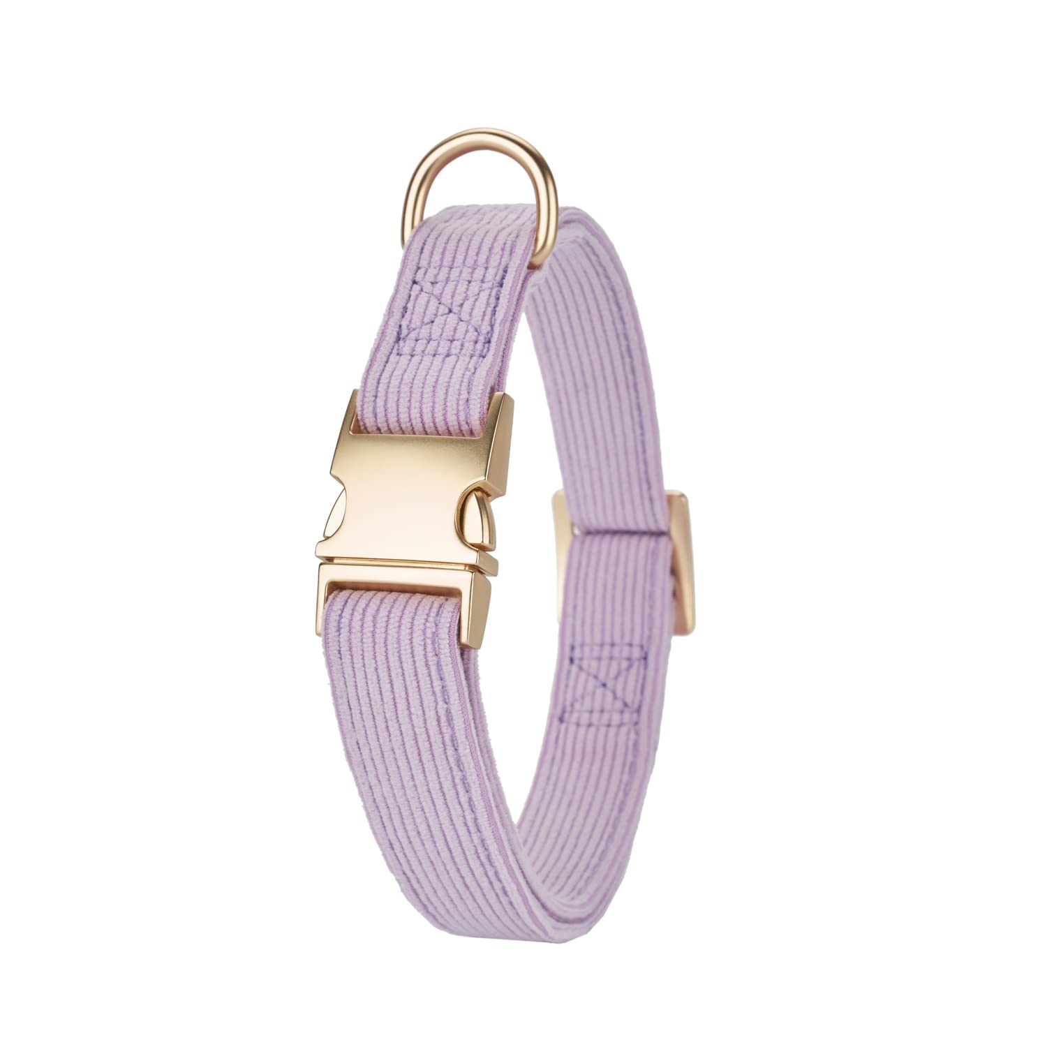 YUDOTE Soft Cotton Dog Collar with Metal Buckle Adjustable Heavy Duty Comfy Corduroy Collars for Small Medium Large Dogs,Lilac,S