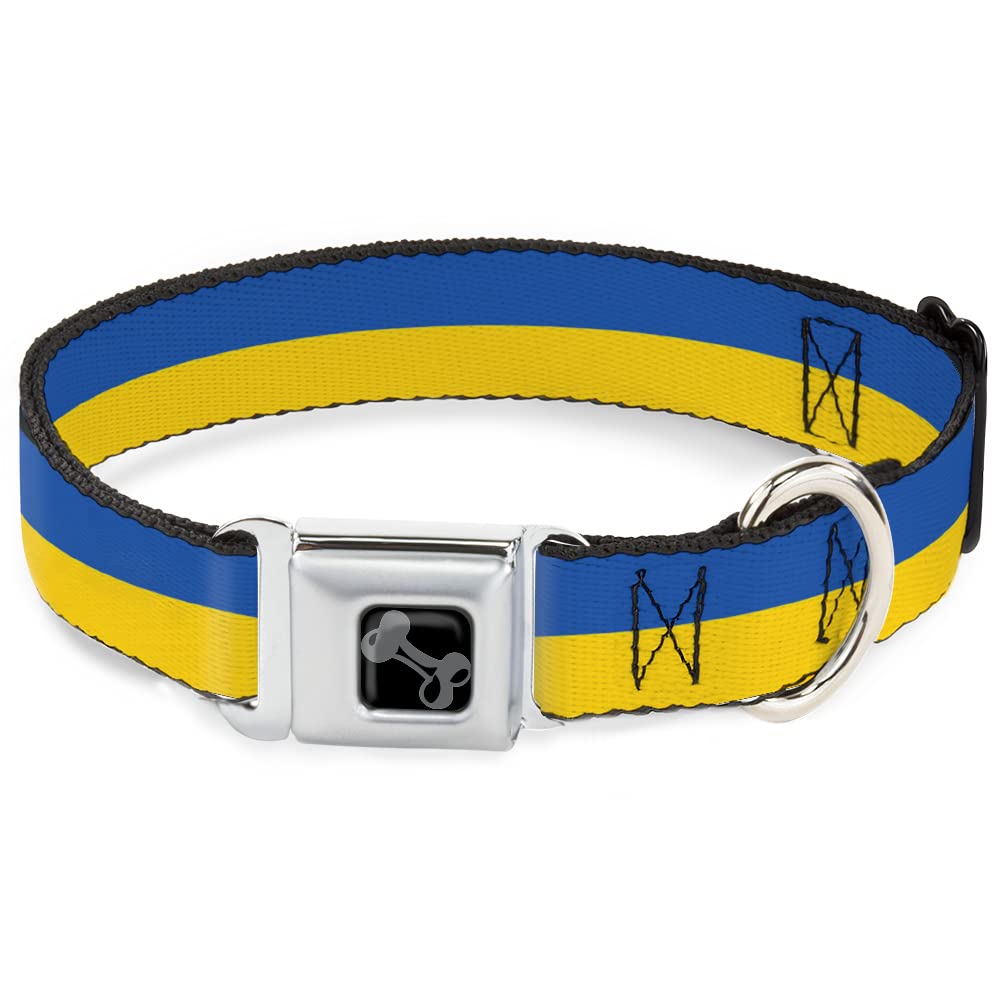 Dog Collar Seatbelt Buckle Ukraine Flag Continuous 18 To 32 Inches 1.5 Inch Wide