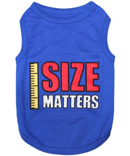 Parisian Pet Dog Tshirt - Embroidered “ Size Matters “ Dog Shirt - Pure Cotton And Lightweight Dog Clothes - Sleeveless Dog Tee Shirts - Machine Washable Dog Shirt For Large Dogs - L