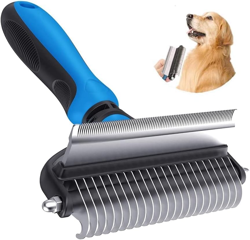 Pelikas Dog Hair Remover Trimmer Dog Deshedding Brush 2 In 1 Pet Undercoat Rake For Cats And Dog, Double Sided Shedding Undercoa