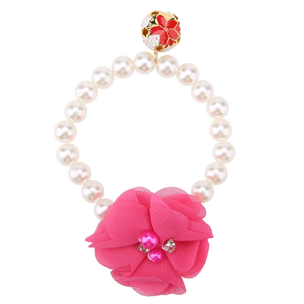 Zerodis Pet Pearl Flower Collar, Elastic Cat Collar Choker Necklace Pet Dog Cat Jewelry Necklace For Puppy Collar Jewelry Access