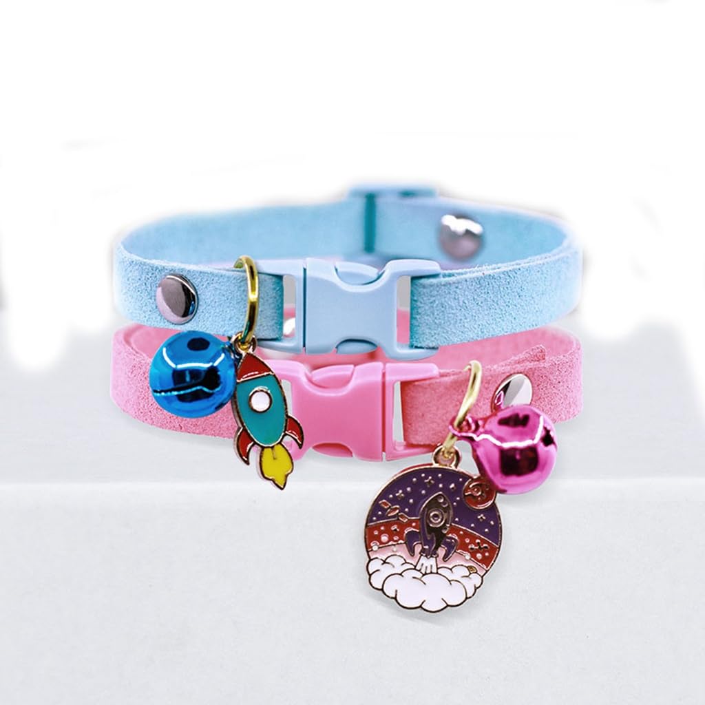 Hot Pink Kitten Bell Collar, Puppy Collar With Bell, Cute Xxs Dog Collar Girls Adjustable For Xxs Xs Small Tiny Female Cats Dogs