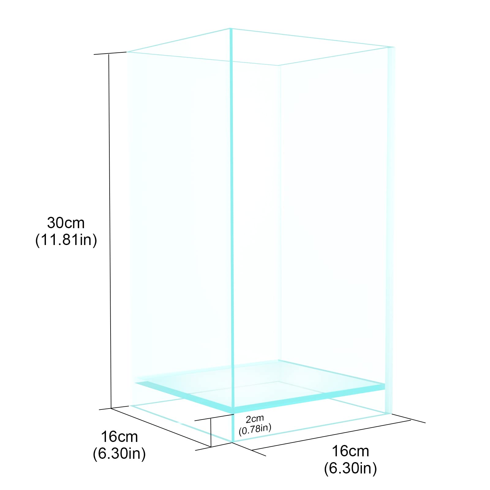 Fzone 2 Gal Nano Rimless Aquarium Low Iron Fish Tank Novaclear Ultra-White Translucent Glass Verso Series Nano Shallow Pond Levi