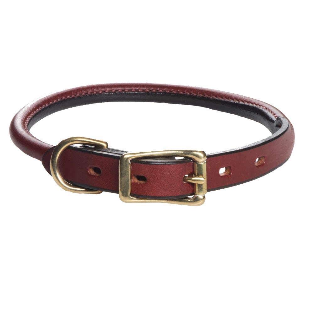 Mendota Pet Leather Rolled Collar - Dog Collar - Made In The Usa - Chestnut, 3/4 In X 22 In (Rolled)