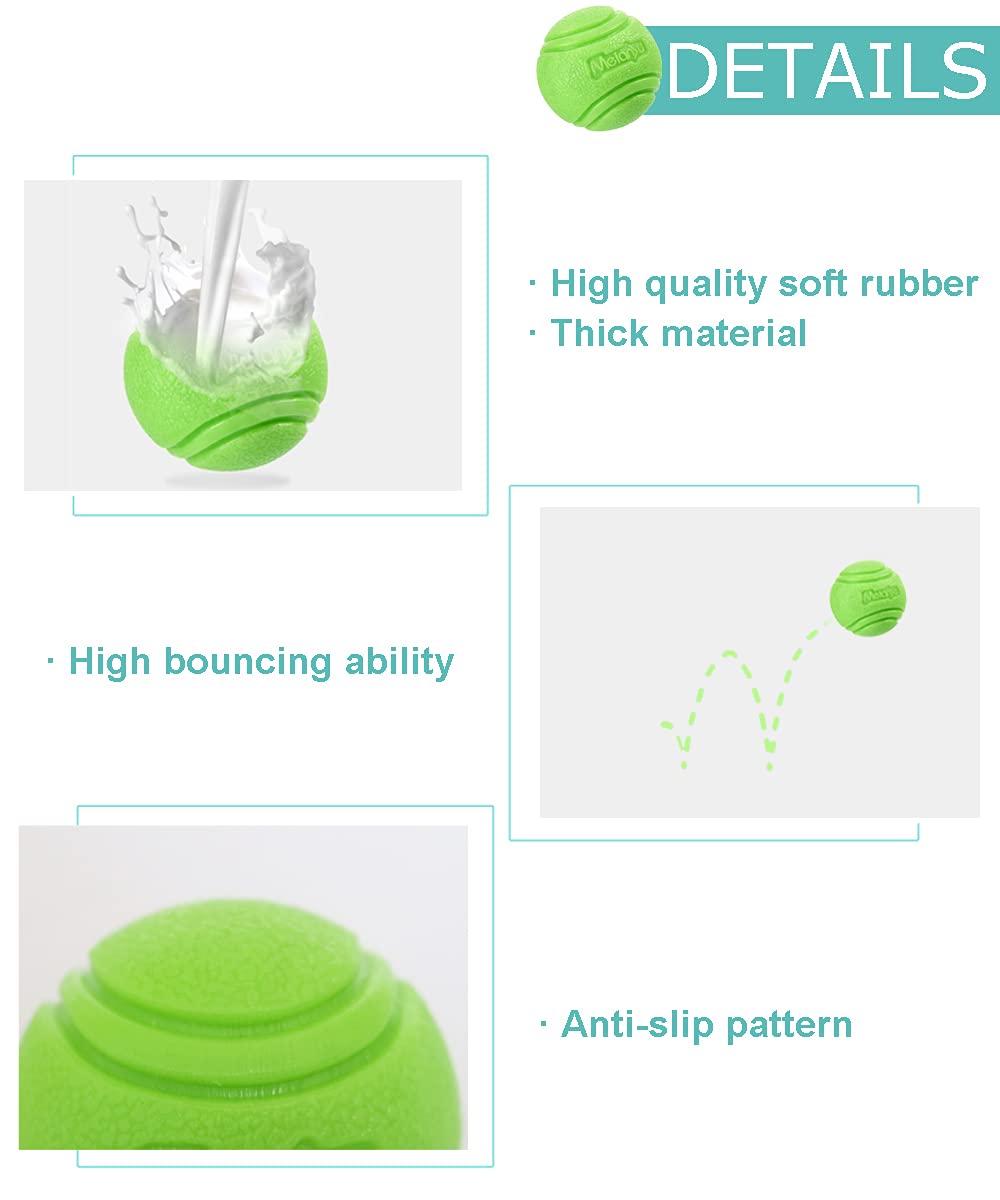 Vitalili Dog Toy Balls, 4 PCS Rubber Ball Set, Chew Resistant, High Bounce, Textured Design for Teeth Cleaning, Dog Training, Sm