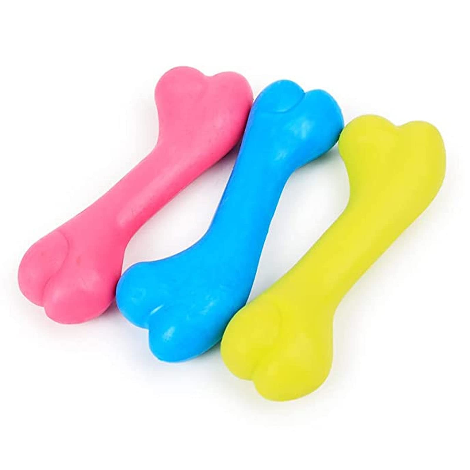 Emily Pets NonToxic Rubber Dog Puppy Chew Bone Toys, For Small Medium Dog Teething Toy (Multicolor, Pack Of 3)