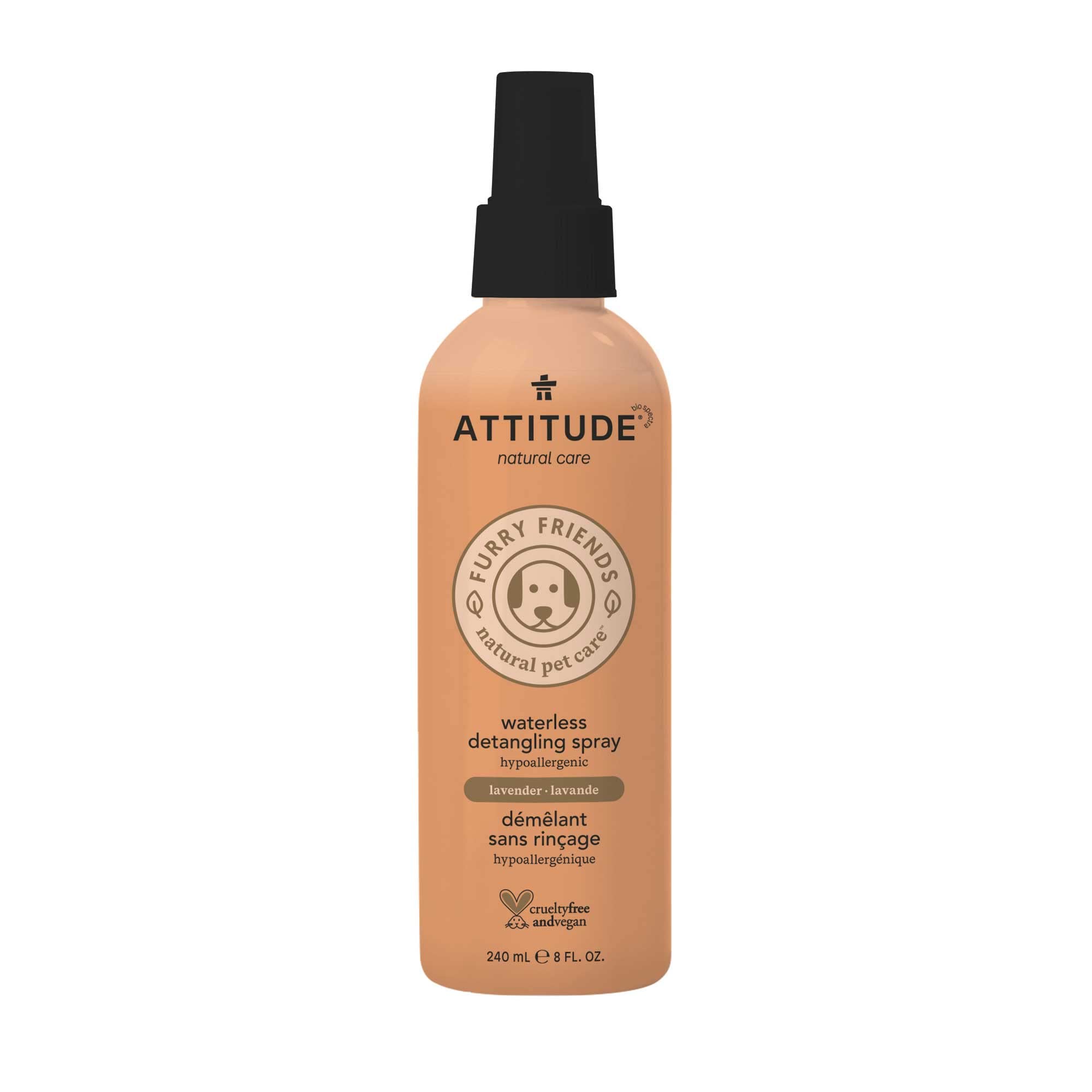 ATTITUDE Waterless Anti-Itching Detangling Spray for Pets, Plant and Mineral-Based Ingredients, Vegan and Cruelty-Free Animal Gr