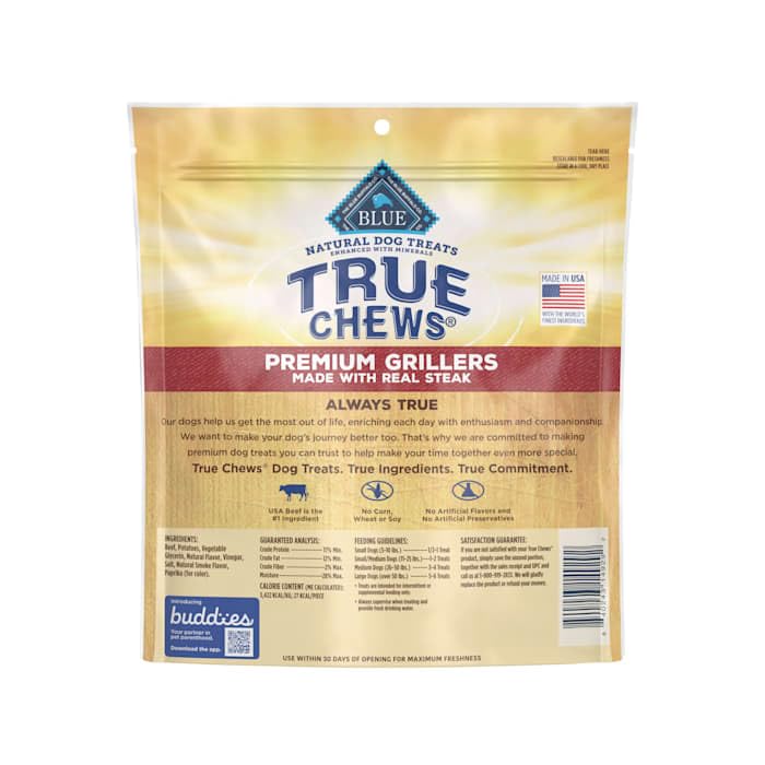 Blue Buffalo True Chews Premium Grillers Natural Dog Treats, Steak 20 oz bag