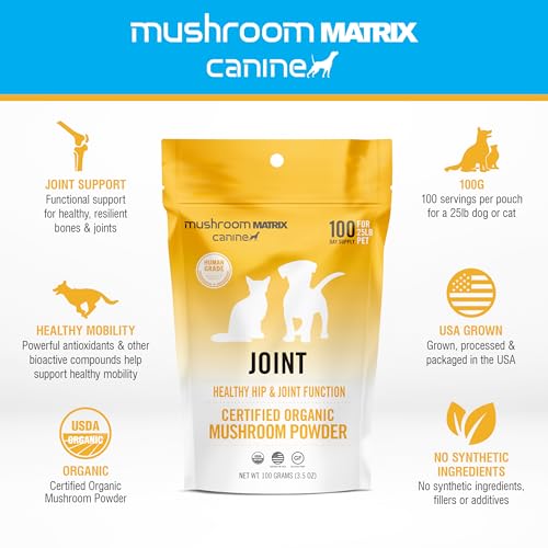Om Mushroom Matrix Pet - Canine | Joint & Hip Function | USA Grown Human-Grade Organic Mushroom Powder Pet Supplement | Promotes