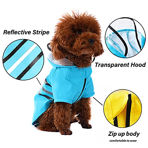 Wizland Reflective Dog Raincoat Dog Rain Jacket With Hood Lightweight Waterproof Rain Coat For Puppies (Pink M)