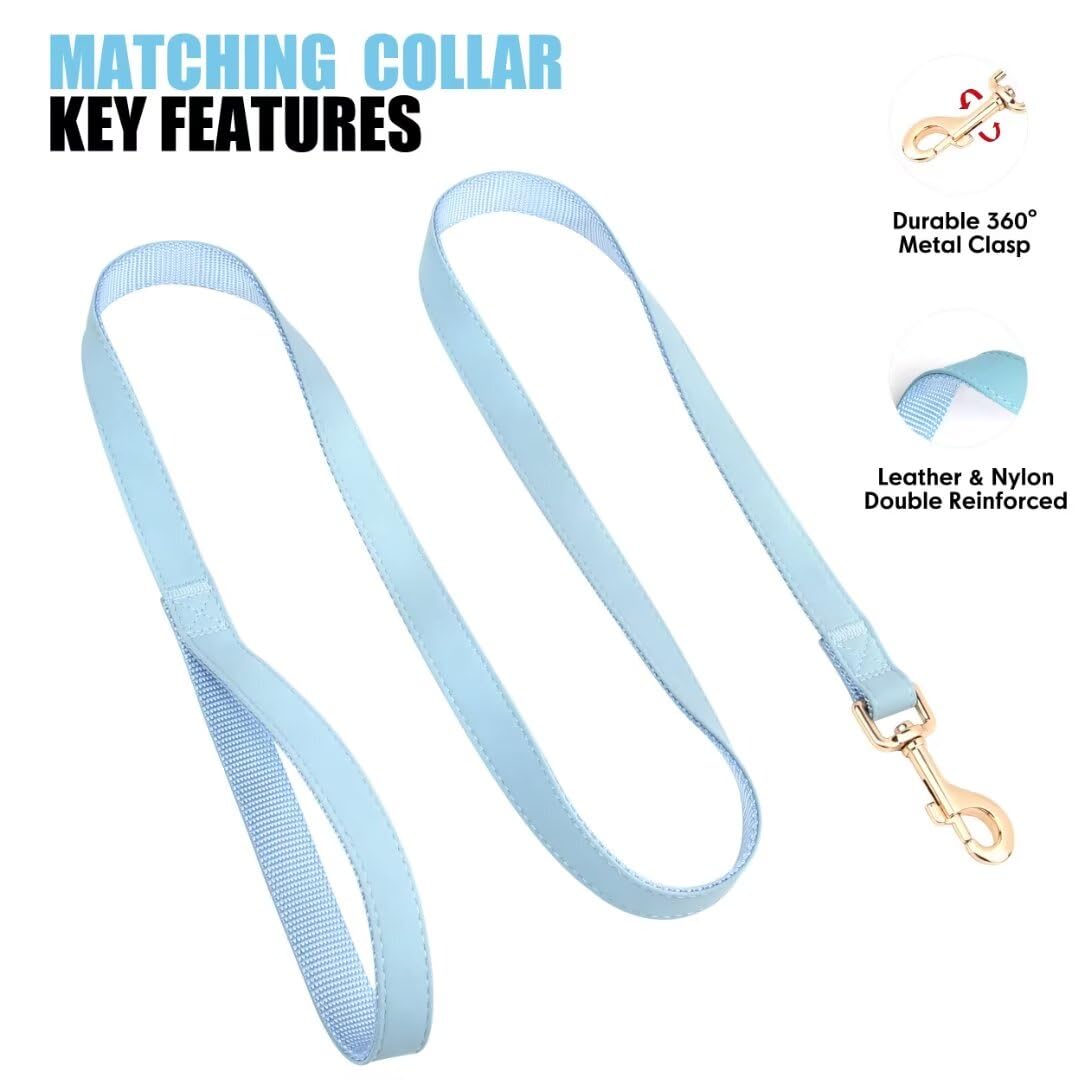 Pet Artist Soft Leather Dog Collar And Leash Set, Bright & Stylish 5Ft Leather Leash And Collar Set, Heavy Duty Dog Collars With
