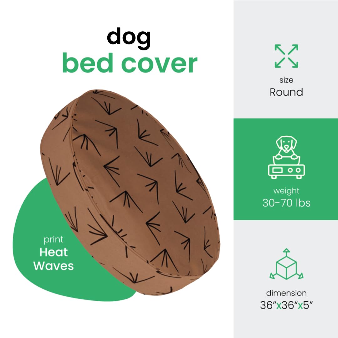 Molly Mutt Medium to Large Dog Bed Cover - Heat Waves Print - Measures 36    x 5 - 100% Cotton - Durable - Breathable - Sustaina